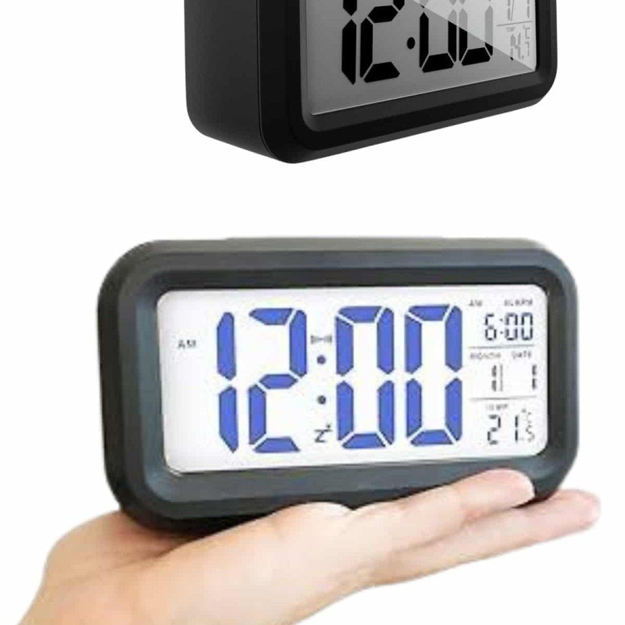 Digital Table Clock Calendar with Thermometer Alarm Clock LED Display Battery Powered