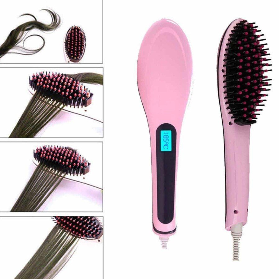 Electric Hair Straightener Comb Hair Straightener Brush Tight Tooth Pink Electric Hair Straightener Comb Hair Straightener Brush Tight Tooth Pink