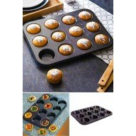 12 Compartment Metal Nonstick Muffin Cake Mold