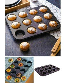 12 Compartment Metal Nonstick Muffin Cake Mold