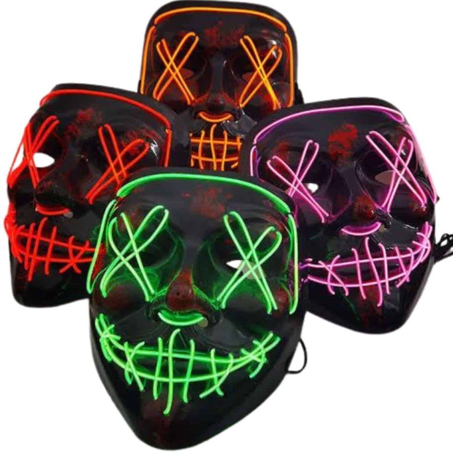 Neon Mask with Led Light Halloween Mask Scary Horror Mask