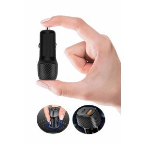 Fast Car Charger 38W Dual Input Fast Charging Car Cigarette Lighter Type-C