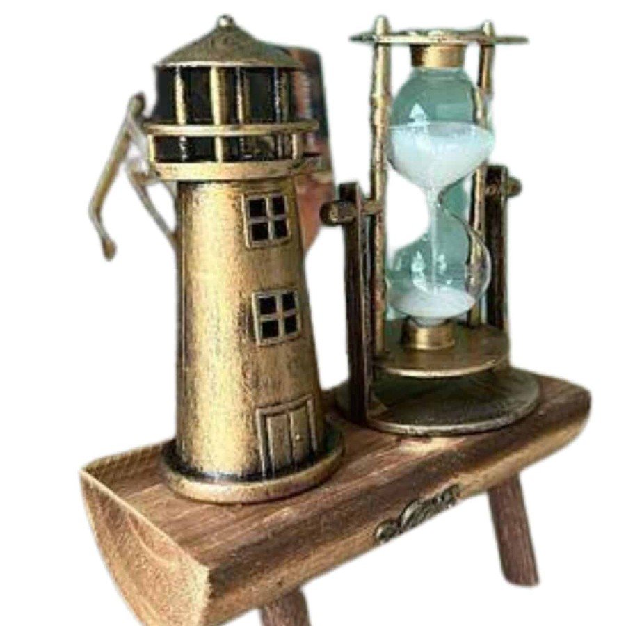 Souvenir Retro Wooden Lighthouse Hourglass Figurine