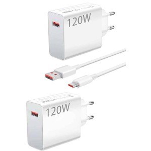 120 Watt Turbo Fast Charger Set Fast Charging Adapter White 120 Watt Turbo Fast Charger Set Fast Charging Adapter White