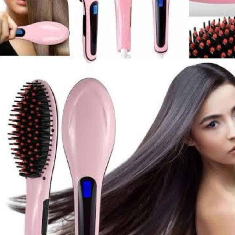 Electric Hair Straightener Comb Hair Straightener Brush Tight Tooth Pink Electric Hair Straightener Comb Hair Straightener Brush Tight Tooth Pink