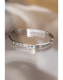 316L Steel Roman Numeral Silver Color Bracelet Clamp
