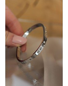 316L Steel Roman Numeral Silver Color Bracelet Clamp