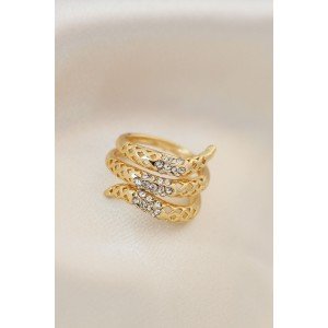 Adjustable Gold Color Metal Zircon Stone Ring