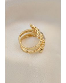 Adjustable Gold Color Metal Zircon Stone Ring