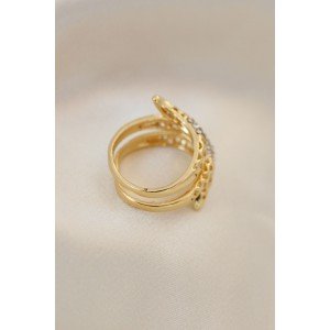 Adjustable Gold Color Metal Zircon Stone Ring