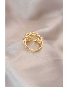 Adjustable Gold Color Metal Domed Boluncuk Model Ring