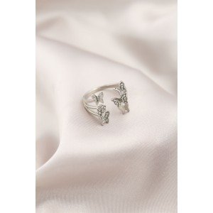 Silver Color Metal Butterfly Model Women's Ring