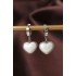 316L Steel Silver Color White Dome Heart Earrings