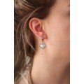 316L Steel Silver Color White Dome Heart Earrings