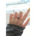 Adjustable Silver Color Crystal Stone Cherry Ring