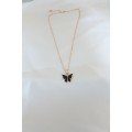 Gold Plated Black Colored Pearlescent Butterfly Necklace Gold Plated Black Colored Pearlescent Butterfly Necklace