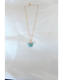 Gold Plated Turquoise Color Pearlescent Butterfly Necklace