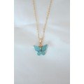 Gold Plated Turquoise Color Pearlescent Butterfly Necklace