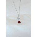 Silver Plated Red Rose Figured Women s Necklace