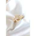 Zircon Stone Gold Plated Butterfly Women s Ring