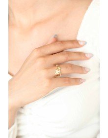 Zircon Stone Gold Plated Butterfly Women's Ring