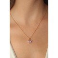 Gold Lilac Color Butterfly Figure Women s Necklace