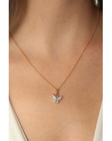 Gold Blue Color Butterfly Figure Women's Necklace