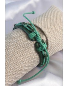 Green Color Leather String Men's Bracelet