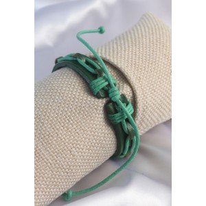 Green Color Leather String Men's Bracelet Green Color Leather String Men's Bracelet