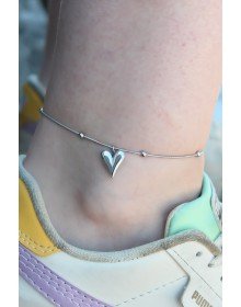316L Steel Silver Color Heart Figure Women Anklet