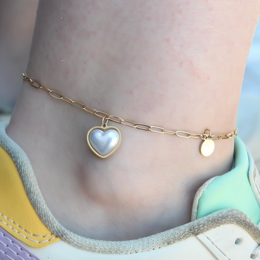316L Steel Gold Color Heart Model Women s Anklet