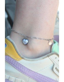 316L Steel Silver Color Heart Model Women's Anklet