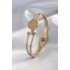 316L Steel Gold Color Quarter Gold Zircon Stone Detail Women's Handcuffs