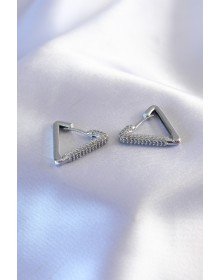 Silver Color Zircon Stone Triangle Model Women's Earrings