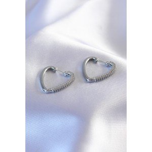 Silver Color Zircon Stone Heart Model Women's Earrings