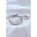 Steel Silver Color Tight Twist Model Men s Bracelet Ring Set