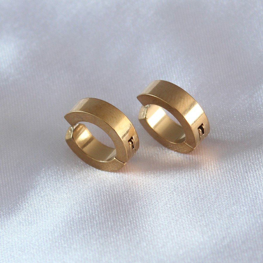 316L Steel Gold Color Compressed Men s Earrings