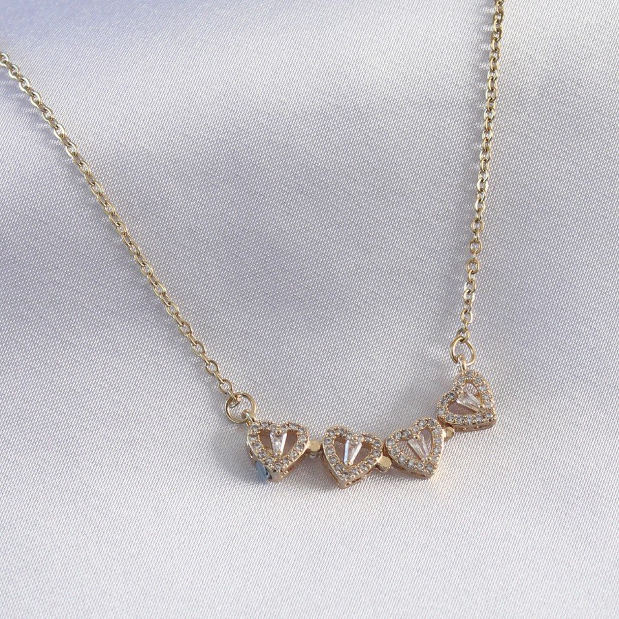 316L Steel Gold Color Openable Zircon Stone Clover Model Women s Necklace