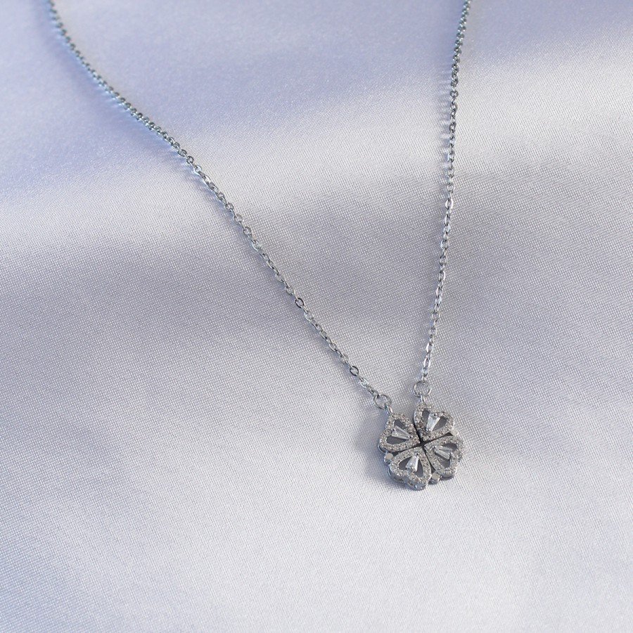 316L Steel Silver Color Open Clover Model Women s Necklace