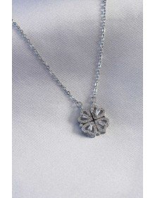 316L Steel Silver Color Pop-Up Clover Model Women's Necklace