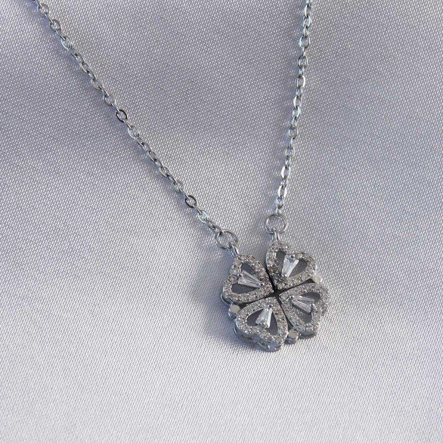 316L Steel Silver Color Open Clover Model Women s Necklace