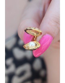 316L Steel Gold Color Pop-Up Mussel Model Women's Necklace