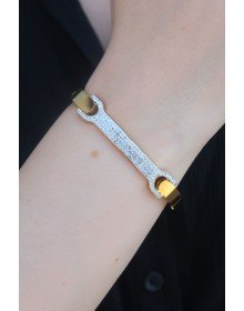 316L Steel Gold Color Zircon Stone Women's Handcuffs