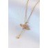 316L Steel Gold Color Winged Heart Model Zircon Stone Detail Women's Necklace
