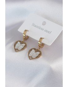 316L Steel Gold Color Butterfly Model Zircon Stone Detail Women's Earrings