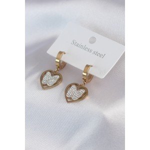 316L Steel Gold Color Butterfly Model Zircon Stone Detail Women's Earrings 316L Steel Gold Color Butterfly Model Zircon Stone Detail Women's Earrings