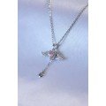 316L Steel Silver Color Winged Heart Figure Zircon Stone Detail Women s Necklace