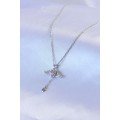 316L Steel Silver Color Winged Heart Figure Zircon Stone Detail Women s Necklace