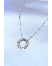 316L Steel Silver Color Zircon Stone Gold Detail Xoxo Women's Necklace