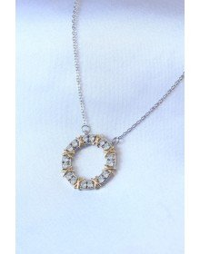 316L Steel Silver Color Zircon Stone Gold Detail Xoxo Women's Necklace